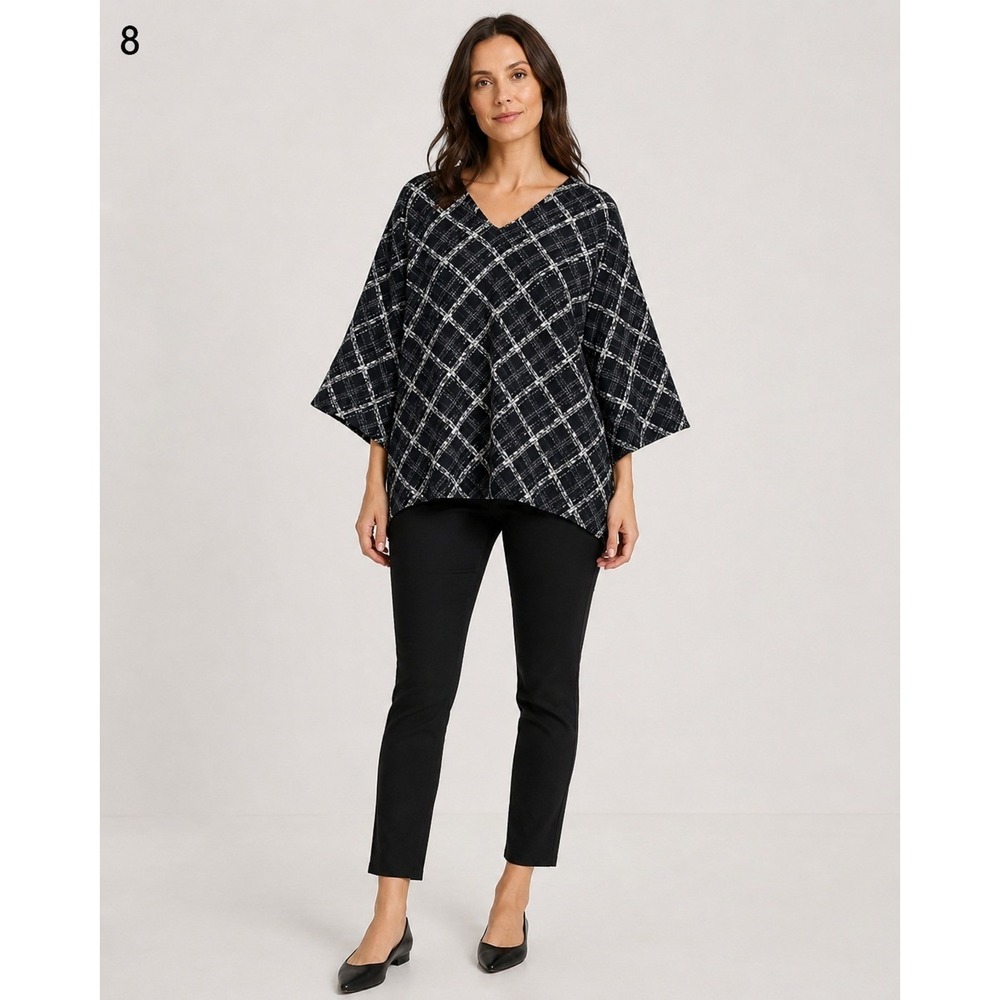 Catherines Easy Fit Tees Collection Shirt Womens Plus 2X 22/24 W Black Abstract